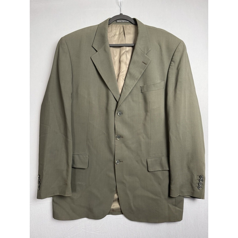 S Cohen Army Green 100% Wool Blazer Mens‎ 44T Tall Performance Suit Sport Coat
